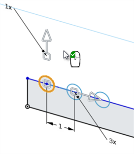 使用“线性草图阵列”工具创建的初始阵列的示例