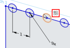 将鼠标悬停在阵列实例上时会出现图案图标