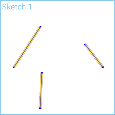 Example of horizontal constraint tool in use, with several lines selected