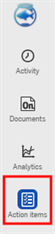 Action items tab on the Enterprise toolbar