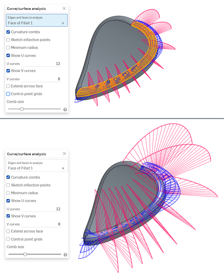 Comb size examples