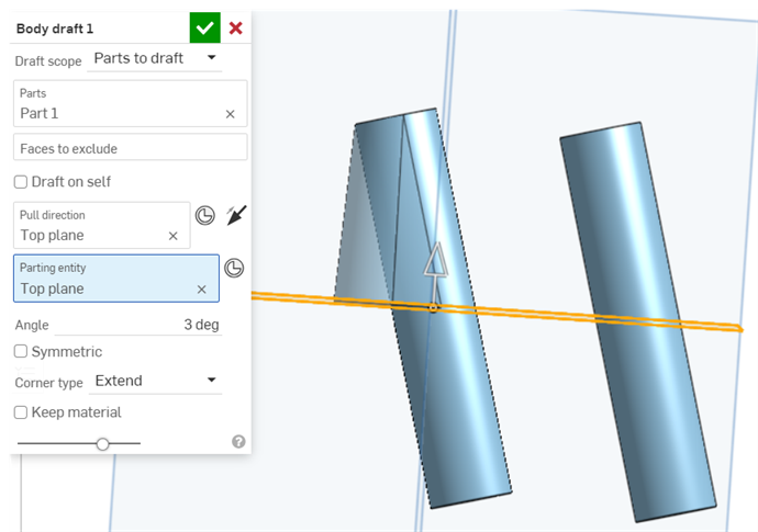 Body draft on cylinder part