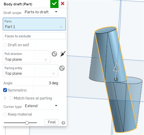 Body draft with Symmetric option