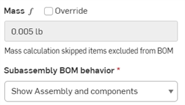 Message indicates that excluded instances have not been included in the mass calculation