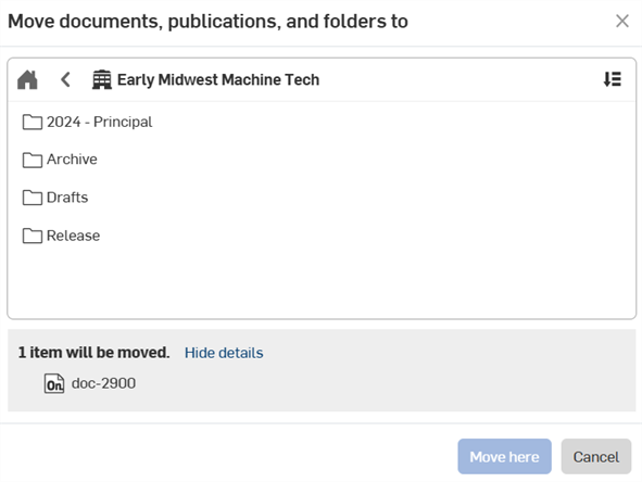 Click the Sort icon in the Move to dialog