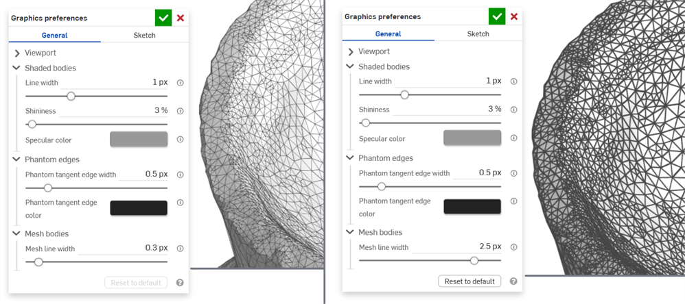Graphics preferences: Mesh line width