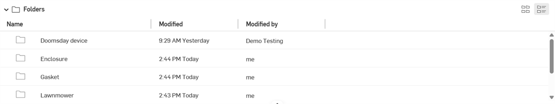 Folder list view