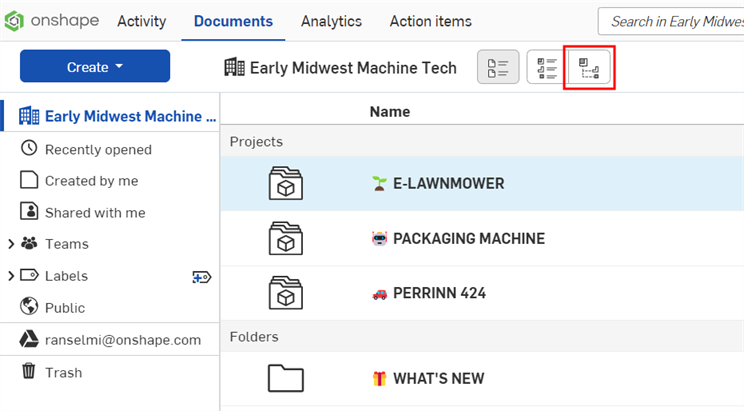 Structure view icon on Documents page