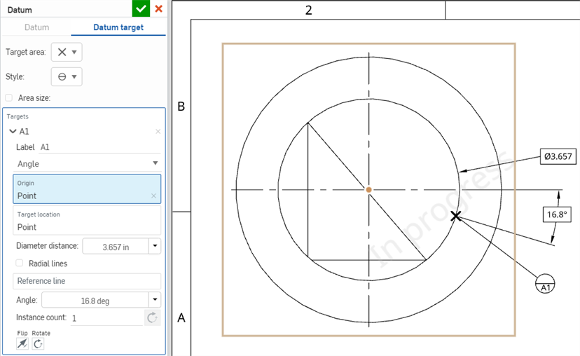 Set the datum target angle