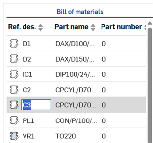 編輯 BOM 中的「Reference designator」欄位
