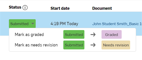 Changing status after submission