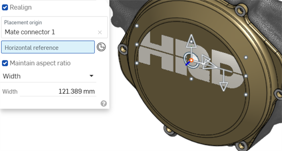 Selecting the Decal Placement origin