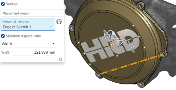 Selecting the Decal horizontal reference