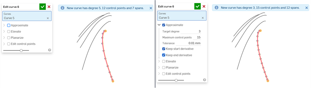 Edit curve: Approximate example