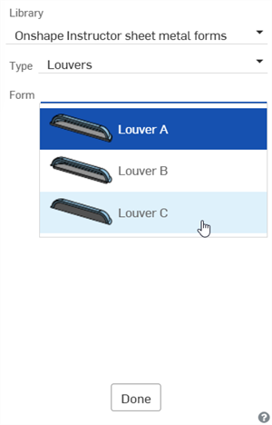 Selecting the new form