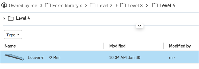 A Form document added to the last folder in the tree