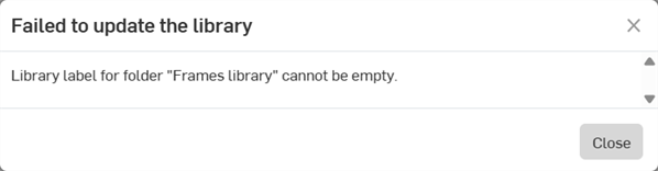 Failed to update the library error message
