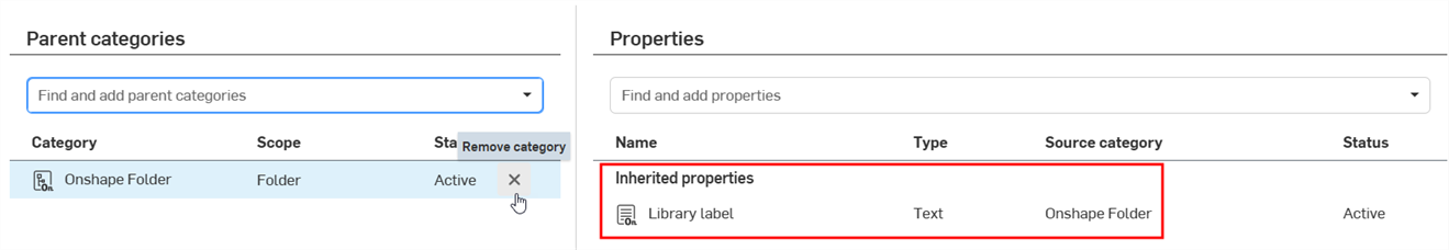 Onshape folder category