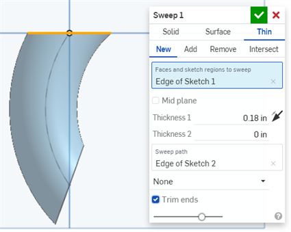 Thin sweep with Trim ends option checked