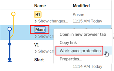 RMB a workspace in the Versions and history panel and select Workspace protections