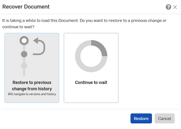 Recover Document dialog