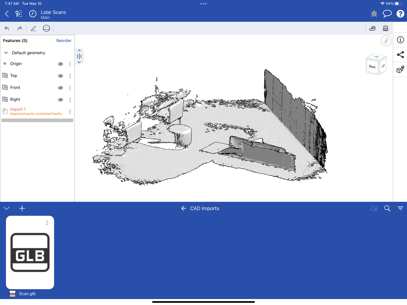 包含 GLB 分頁的 Part Studio