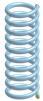 「螺旋線」工具範例，繞螺旋線掃掠一個圓
