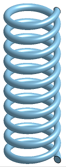 「螺旋線」工具範例顯示最終的螺旋線彈簧