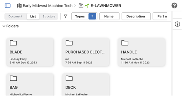 List view: Folder list