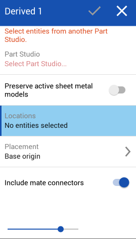 Derived Sketch tool diaog box