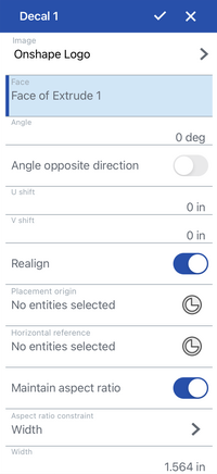 Decal dialog on iOS