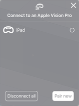 已連線至 Vision Pro 裝置