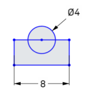 變數範例顯示尺寸是由圓與矩形的變數衍生而來