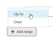 Selecting Up to or Over for the Default tolerance Range