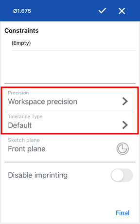 Tolerance options example