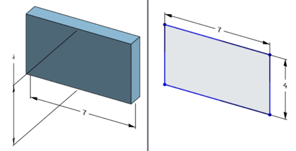 Model and Sketch dimension locations example