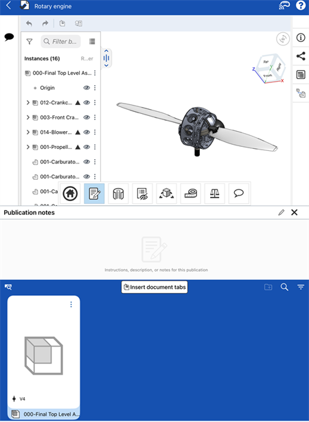 Assembly inserted into a Publication on iOS