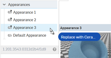 Replacing an appearance in the Appearances list