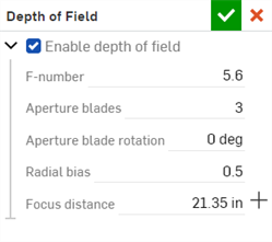 Depth of field dialog