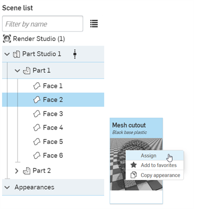 Assigning the Mesh cutout Appearance