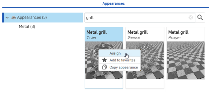 Assigning the Metal grill Appearance