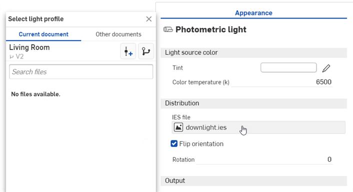 Selecting an IES profile