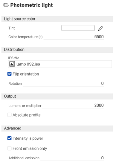 Photometric light parameters