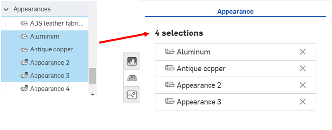 Multiple appearances displayed in the Appearance panel