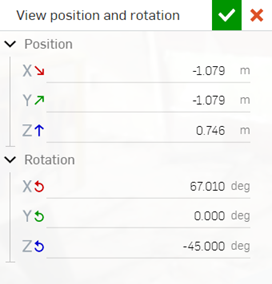 Camera position and rotation dialog