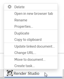 Render Studio tab context menu