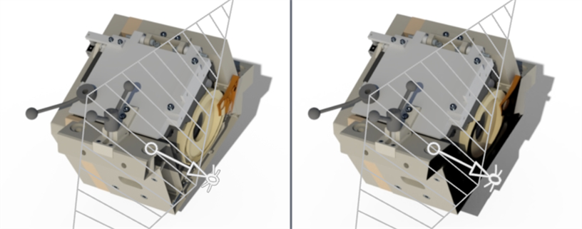 Section view example with and without blocked light