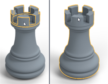 Selecting a face or a part