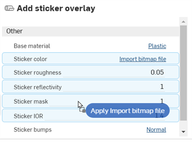 Applying the bitmap Appearance to the Sticker mask parameter