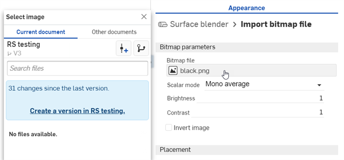 Selecting an image file for the blend weight